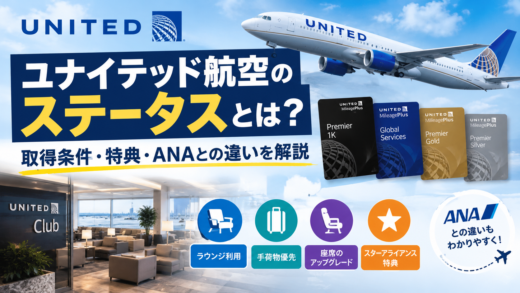 ユナイテッド航空のステータスとは？取得条件・特典・ANAとの違いを